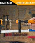 Four 6 Inch F Clamp Set For Woodworking, 300 Lbs Clamping Force, Ergonomic Grip