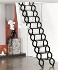 Heavy Duty Electric Attic Ladder With Smooth One Touch Remote Pull Down Telescopic Loft Staircase No Sweat Installation in black.