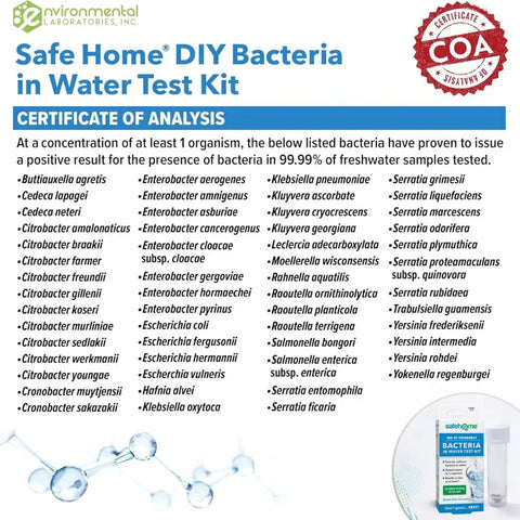 DIY Bacteria In Water Test Kit For Home Use With Results In About 6 Hours Detects 50 Coliform Species EPA Lab Certified