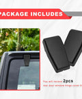 2 Piece Black Rear Window Hinge Trim Cover for Jeep Wrangler JK Liftgate Glass Hinge Replacement Left and Right Fits 2007 2008 2009 2010 2011 2012 2013 2014 2015 2016 2017 2018 shown off the vehicle and installed