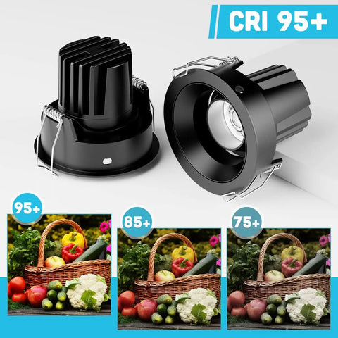 Cool 3 Inch Recessed LED Downlight Kit In Black With Adjustable Gimbal Eyeball, 10W, 5000K Cool White, 604 Lumens, Four Pack