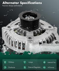 Direct Fit Alternator Replacement For Hyundai Santa Fe 3.5L 2010 2012 And Kia Sorento 3.3L 2014 150Amp 6-Groove Pulley