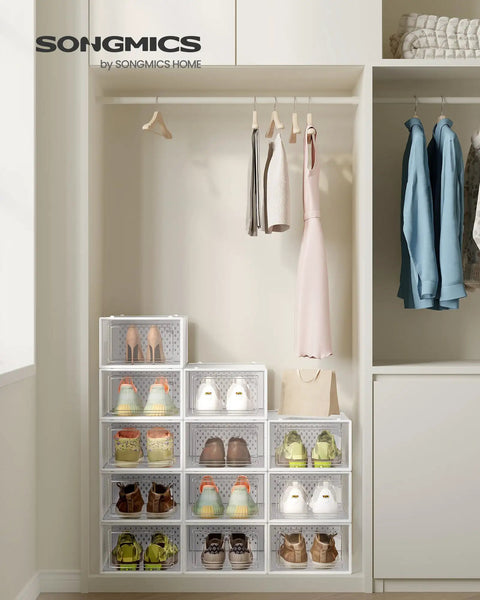 Clear Plastic Sneaker Boxes With Front Access Doors Transparent Shoe Storage Containers Pack Of 12 Stackable Closet Organizers Keep Your Kicks Fresh And Detox Your Space In Style Without The Clutter