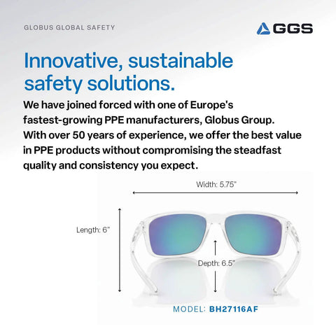 Pompano Anti Fog Safety Glasses With Lightweight Frame Hydrophilic Lenses UV Blocking Impact And Scratch Resistant display