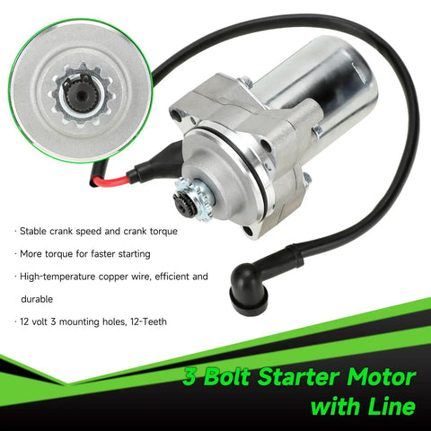 PZ20 Carburetor Kit With Ignition Coil Starter Relay Voltage Regulator And CDI Box For 50cc To 125cc Chinese ATVs Quads Go Karts Dirt Bikes Fits Tao Tao Coolster Kazuma Baja And More, featuring a 3-bolt starter motor with line