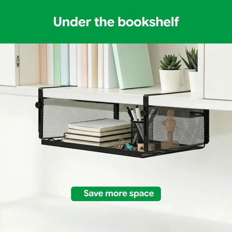 Under Desk Organizer With Heavy Duty C Clamp, Adjustable Height Keyboard And Mouse Shelf, Carbon Steel Black under bookshelf