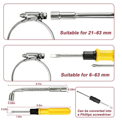 Top Rated 152 Piece Hose Clamps Kit Featuring Flexible 304 Stainless Steel Worm Gear Clamps In Size Range From One Quarter To Two And A Half Inch Perfect For Car Repairs Fuel Lines Radiators Plumbing Jobs And Garden Water Pipe Fixes That Need Serious Grit. 304 stainless steel worm gear hose clamp with screwdriver tools, suitable for 6-63 mm