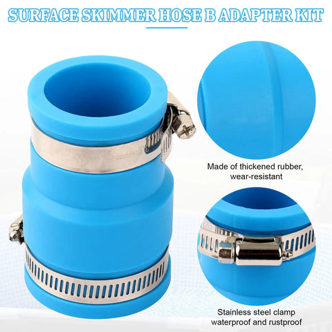 Pool Vacuum Hose Adapter Kit For 1.5 Inch Hoses With Plug And Play 1.25x1.5 Inch Rubber Connector And Stainless Steel Clamp