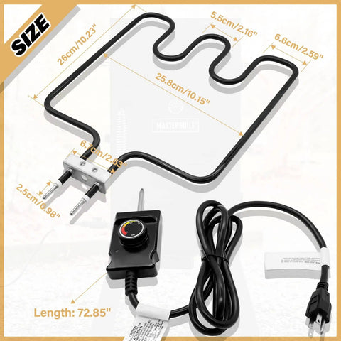 1500 Watt Heating Element With Adjustable Thermostat Cord Controller for Electric Smokers and Grills Replacement