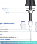 Oil Rubbed Bronze Water Filter Faucet For Under Sink Commercial Reverse Osmosis Spigot installation showing parts and fittings.
