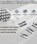 Roll In Spring Loaded T Nuts M3 X 0.5mm 100 Pack Carbon Steel Nickel Plated For 20x20 Aluminum Extrusions And 20 Series