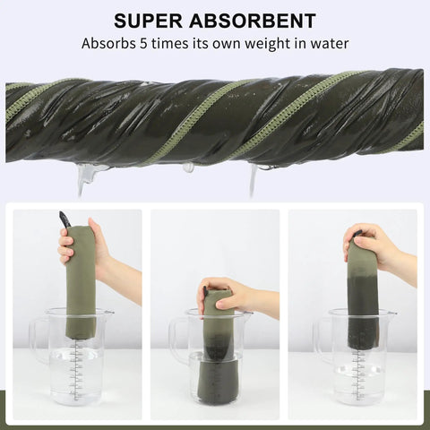 Ultra Compact Microfiber Towel For Travel, Gym, And Camping being tested for super absorbency in water