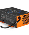 Close-up of Straight Up Solid 45 Amp RV Converter 120V AC To 12V DC Smart Battery Charger rear, showing ports and cooling vents.