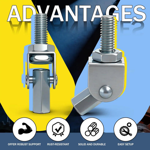 12 Pack 3/8 Inch Swivel Joint Connectors For Threaded Rod Hangers, Adjustable Swivel Attachments, Heavy Duty Strut Channel Hanger Set With 3/8-16 Threads, Go-To For Sprinkler Lines, Electrical Installations, And DIY Projects, stainless steel swivel joint detail