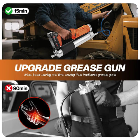 Cordless Electric Grease Gun Kit With Dual 2.0Ah Batteries And Bright LED Light, 12,000 PSI used for vehicle maintenance