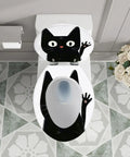 Elongated Resin Toilet Seat for Halloween Bathroom Decor featuring a playful black cat design, measures 14.5" x 18.5".