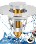 Three Color Bathroom Sink Stopper Universal One Point One To One Point Five Inch Drain Strainer Pop Up Plug With Bounce Core No Clog