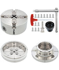 DEEFIINE 4-inch wood lathe chuck set with two nickel-plated self-centering 4-jaw chucks and adapters