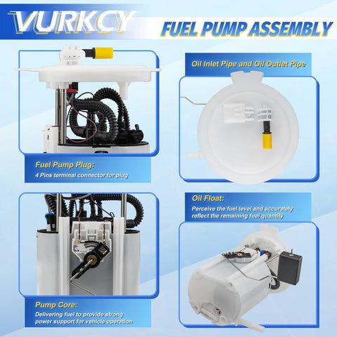 Electric Fuel Pump Module Assembly With Sending Unit For 2011 2012 2013 2014 2015 Dodge Durango And Jeep Grand Cherokee V6 3.6L Drop In Left Side Replacement Replaces E7271M FG0856 with components labeled for oil inlet pipe and outlet, fuel pump plug, and oil float.