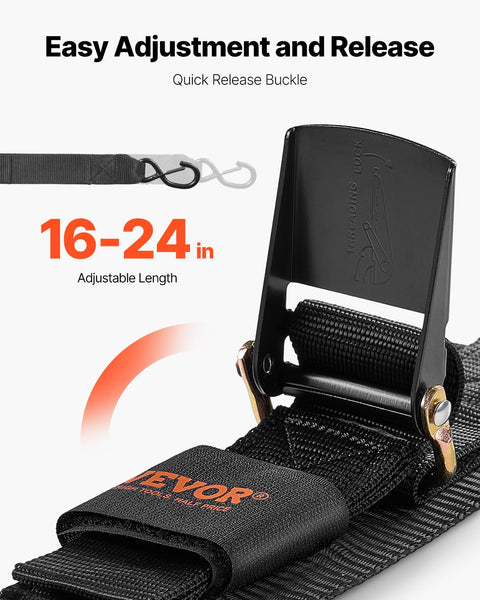 Close-up of Beefed Up Heavy Duty Boat Trailer Transom Straps 2 Pack showing quick release buckle and length adjustment.
