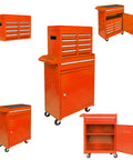 Five Drawer Portable Rolling Tool Chest On Wheels With Huge Capacity Storage For Garage Workshop And Home Projects In Bright Orange Large great for DIY projects.