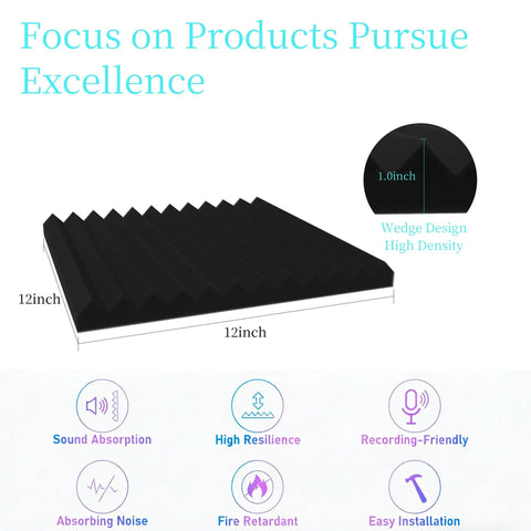 Dope 12 Pack High Density Sound Proof Foam Panels For Walls With Self Adhesive Pads 1 Inch Thick By 12 Inch By 12 Inch Acoustic Panels