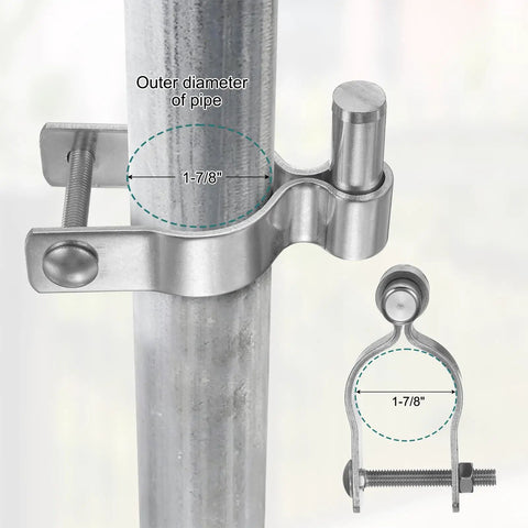 Built Tough Heavy Duty Gate Hinge Set For One And Seven Eighths Inch Chain Link Fence 304 Stainless Steel Rust Proof
