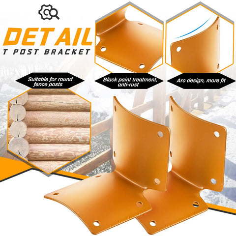 20 Pack Heavy Duty L Shaped Round Post Fence Brackets Built Different For Wood Fence Repair showing brackets with arc design and anti-rust finish.