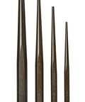4 Piece Aligning Punch Set for Precise Hole Alignment of Rivets Pins or Bolts with Variable Point Shank Sizes and Tapers, Pro Grade