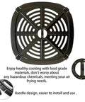 Premium Air Fryer Crisper Tray For Dash Mini 2.6 Qt, black carbon steel grid design, handle for easy installation.
