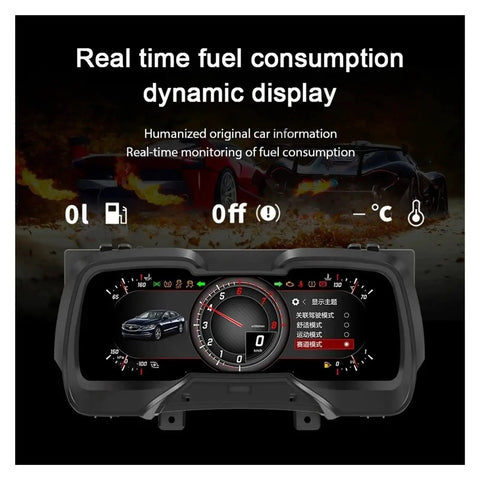 Camaro 2011 2012 2013 2014 2015 12.3 Inch LCD Dashboard Panel Upgrade Plug And Play Digital Cluster Virtual Cockpit Speedometer Replacement For Chevrolet Camaro, showing fuel display