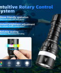 SD08 Dive Light 3200lm Bright Scuba Flashlight With IPX8 Waterproof Seal, RGB Signal Ring, intuitive rotary control system featured