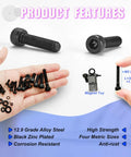Image showing 2240 Piece Metric Screw Kit M2 To M5 With 12.9 Grade Alloy Steel Hex Socket Bolts, black zinc plated, with Allen wrench.