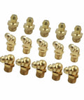 M8x1.0 Brass Grease Nipple Fittings Kit With Straight 45 Degree And 90 Degree Angles 15 Pcs Automotive Maintenance Set