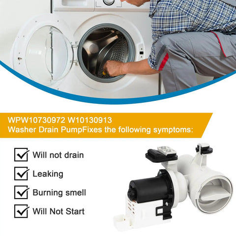 Washer Drain Pump Motor Assembly Replacement For Top Loaders Fits W10730972 included with washing machine repair checklist