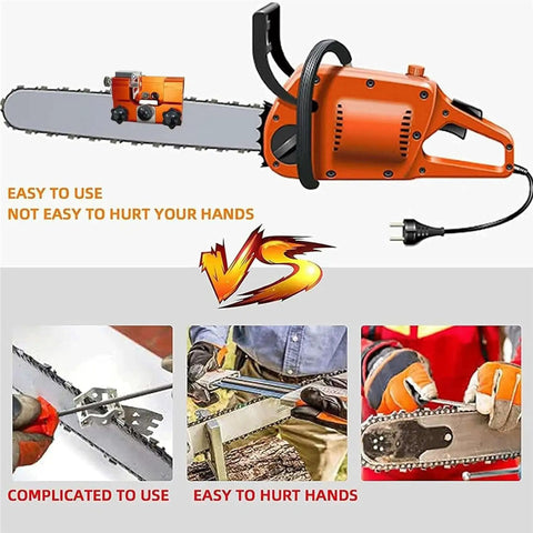 Portable Chainsaw Sharpening Kit With Five Sharpening Heads Hand Crank Jig for 4 to 22 Inch Chainsaws with gloves and brush
