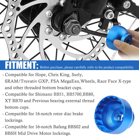 16-Notch Bottom Bracket Tool for Shimano Chris King SRAM compatible with disc brake lockrings and motor lockrings