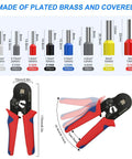 All In One Crimping Tool Kit With 1800 Ferrules, Self Adjusting Ratchet Crimper, Eight Ferrule Sizes From AWG 22 To 7