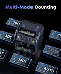 Pro Money Counter Machine With Built In Receipt Printer For Mixed Denomination And Multi Currency displayed with counting modes.