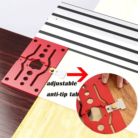 Dead Nuts Straight Track Saw Square Plus Rock Solid Ninety Degree Guide Rail Alignment Jig with adjustable anti-tip tabs.