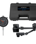 Dial Indicator With Magnetic Base For Home Shop Use 0 To 1 Inch Range 0.001 Inch Readout with fine adjustment knob and case