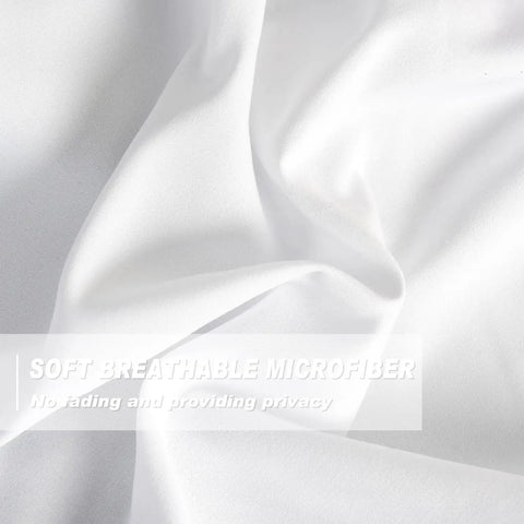Close-up of soft breathable microfiber material used in the White Blackout Drapes With Handmade Ruffles And Butterfly Flower Accents.