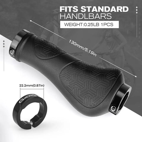 Premium Ergonomic Non Slip Bike Grips For MTB Handlebar Dual Locking 130mm shown against size guidelines