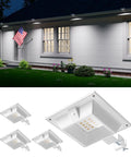 Four Pack White Solar Powered Gutter Lights Outdoor Decorative Waterproof 12 LEDs Yard Lamps installed on house roof