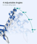 Backpack Beach Chair With Four Adjustable Backrest Angles, 331 Lb Capacity, Two Side Pockets, Towel Bar, Blue and White
