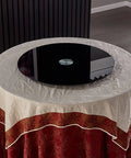 Ultra Large Tempered Glass Lazy Susan Turntable on dining table, black surface in round setting for 26-46 in tables
