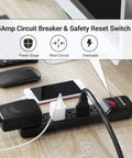 Two Pack Heavy Duty Power Strip Surge Protector With 25 Ft Extra Long Extension Cord Flat Plug 15 Amp 500 Joules in use on desk