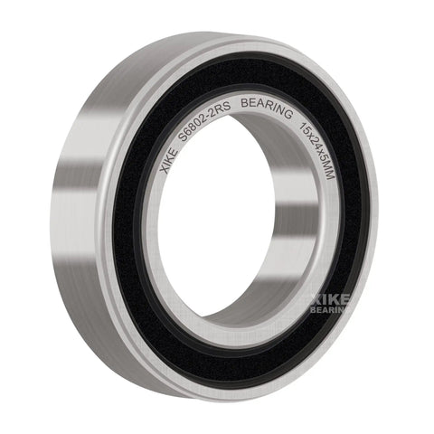 Close-up of 10 Pack 6802 2RS Ball Bearings 15x24x5mm with double rubber seals, pre-lubricated deep groove ball bearing chrome steel.