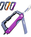Six In One EDC Multitool Carabiner Knife With Replaceable Blade Integrated Saw Phillips And Slotted Screwdrivers Window Breaker