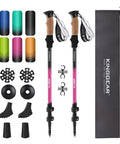 Go To Nordic Walking Poles For Hiking And Trekking, Retractable 7075 Aluminum with flip lock, natural cork grip, accessories included
